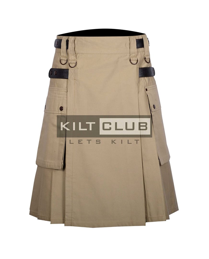 Khaki Cotton Utility Kilt