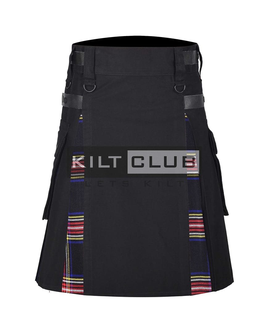 Sterwart Black Tartan 8 yard Hybrid kilt