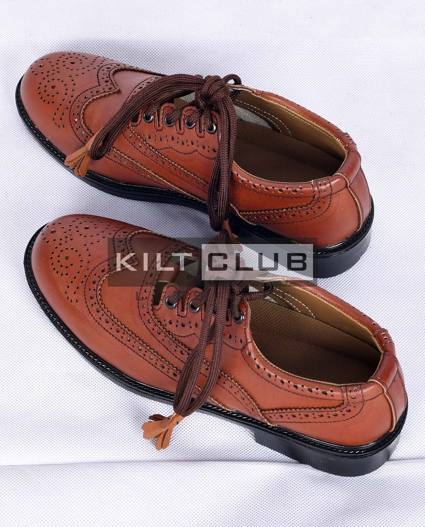Brown Leather Ghillie Brogues Kilt Shoes
